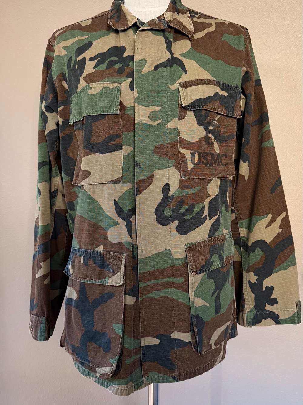 Hand Crafted Marine Corps Jacket w/Patch Work Design